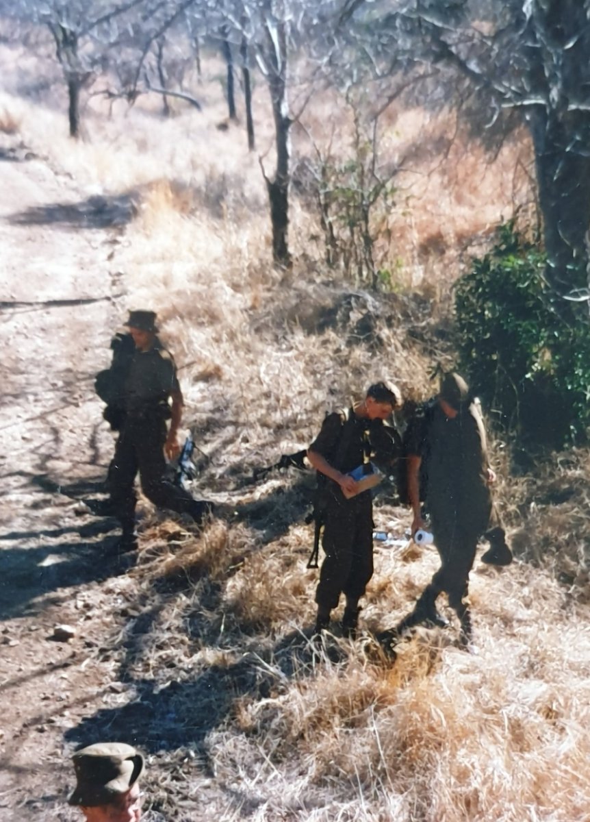 chuckjamson's tweet photo. @thyphoidjack Spent many nights sleeping out in the Kruger along the Kaftan fence, especially around the full moon, never dug holes though, just a ground sheet and sleeping bag - that insignia on the Samil is from the Kruger National Park Commando. https://t.co/aHOxJxOYK9