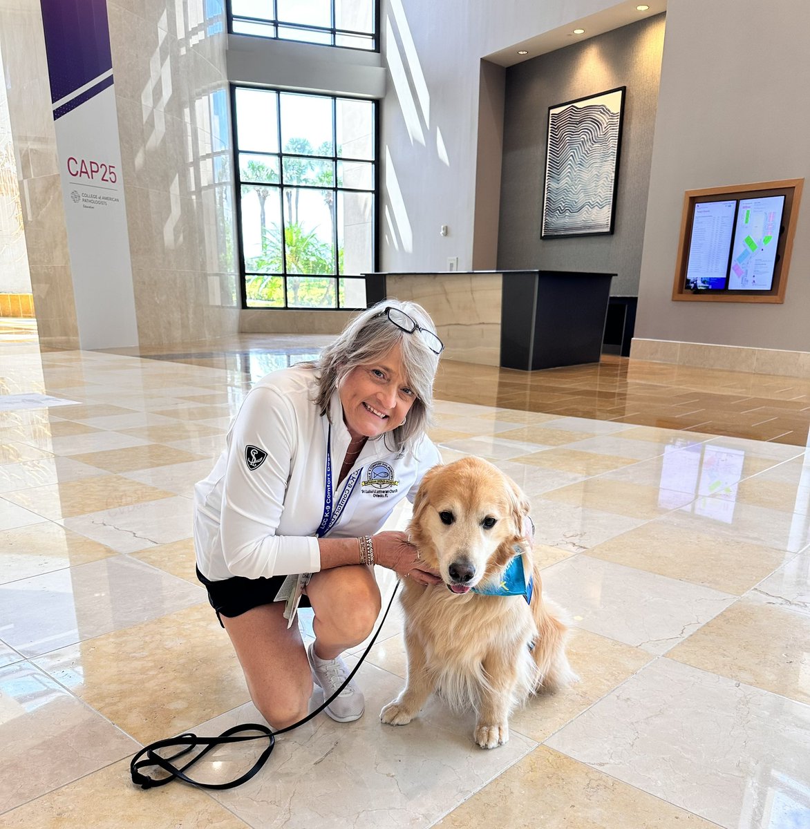 DrBuiPathology's tweet image. It was great to see therapy #dogs and #message sessions at #CAP25! Connecting with our non-human companions and prioritizing #wellness are important. @Pathologists @MoffittNews @FLPathologists @CAPA_comm