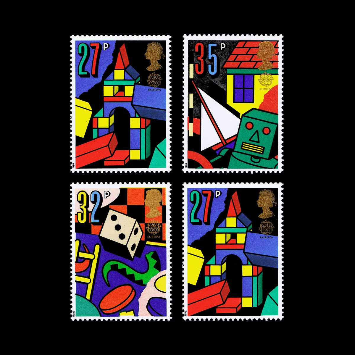 DesignReviewed's tweet photo. Children’s Play, United Kingdom, Stamps, 1989. Designed by Dan Fern https://t.co/cnzcXOG3wK #stampdesigns #gaphicdesign #collectingdesign #britishdesign https://t.co/rA7zFWbGUw