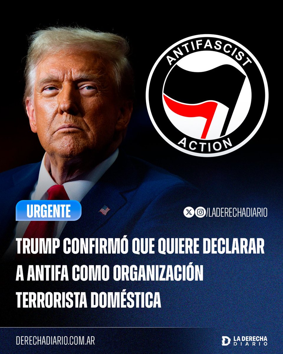 🚨🇺🇸 | #AHORA Trump anunció que tiene "100% de intención" de designar al movimiento de extrema izquierda Antifa como "organización terrorista doméstica".