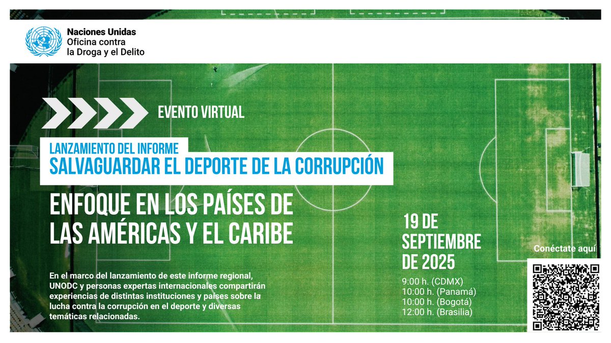 #Agenda
Acompáñanos en el lanzamiento del informe Salvaguardar el Deporte de la Corrupción: Enfoque en los Países de las Américas y el Caribe.

📆Día: 19 de septiembre
🕘Hora:
9:00 h.🇲🇽
10:00 h.🇵🇦🇨🇴
12:00 h.🇧🇷
💻Plataforma: Microsoft Teams
📝Registro: events.teams.microsoft.com/event/74c6cb0a…