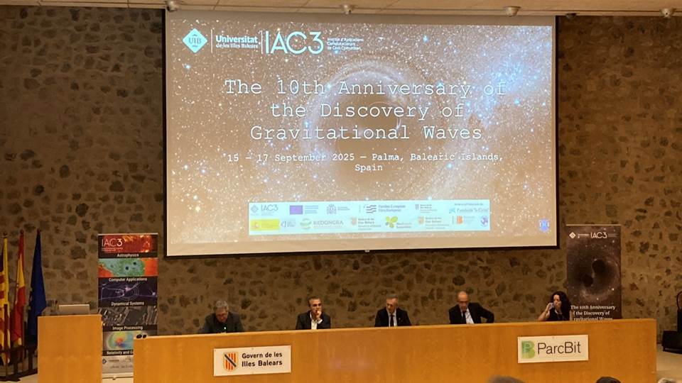 10 años (y 1 día) de la histórica primera detección de ondas gravitacionales. Con tal motivo hoy 15/9, ha comenzado en el <a href="/parcbit/">ParcBit</a> un congreso internacional  y organizado por la <a href="/UIBuniversitat/">Universitat de les Illes Balears - UIB</a>, #IAC3, <a href="/UV_EG/">Universitat València</a>, <a href="/FundacioBit/">Fundació Bit</a>, #Redongra y <a href="/FundlaCaixa/">Fundación ”la Caixa”</a>. Ponentes de lujo esta jornada.