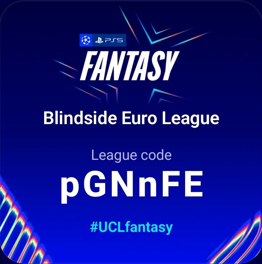 FPLBlindside's tweet image. My #UCLFantasy mini league is now open for anyone to join.

Good luck for the new season 🏆⚽️

Code: pGNnFE
