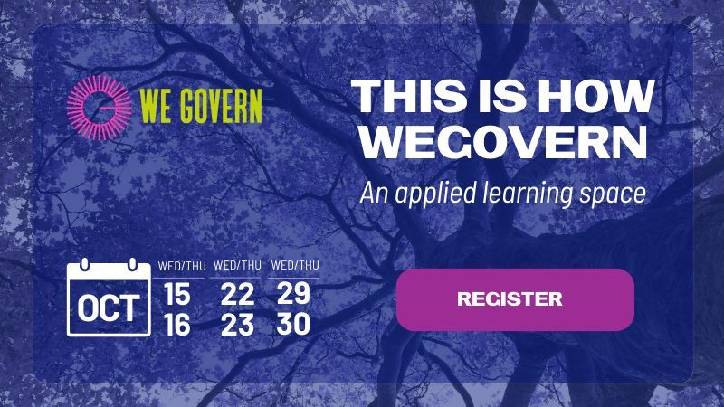 This October: reimagine governance as practice, not rules. This is How #WeGovern: An Applied Learning Space → 6 sessions of reflection, practice &amp; strategy for leaders &amp; changemakers.

Oct 15–30 | Online
Register: resonance-network.org/wegovernclinic/