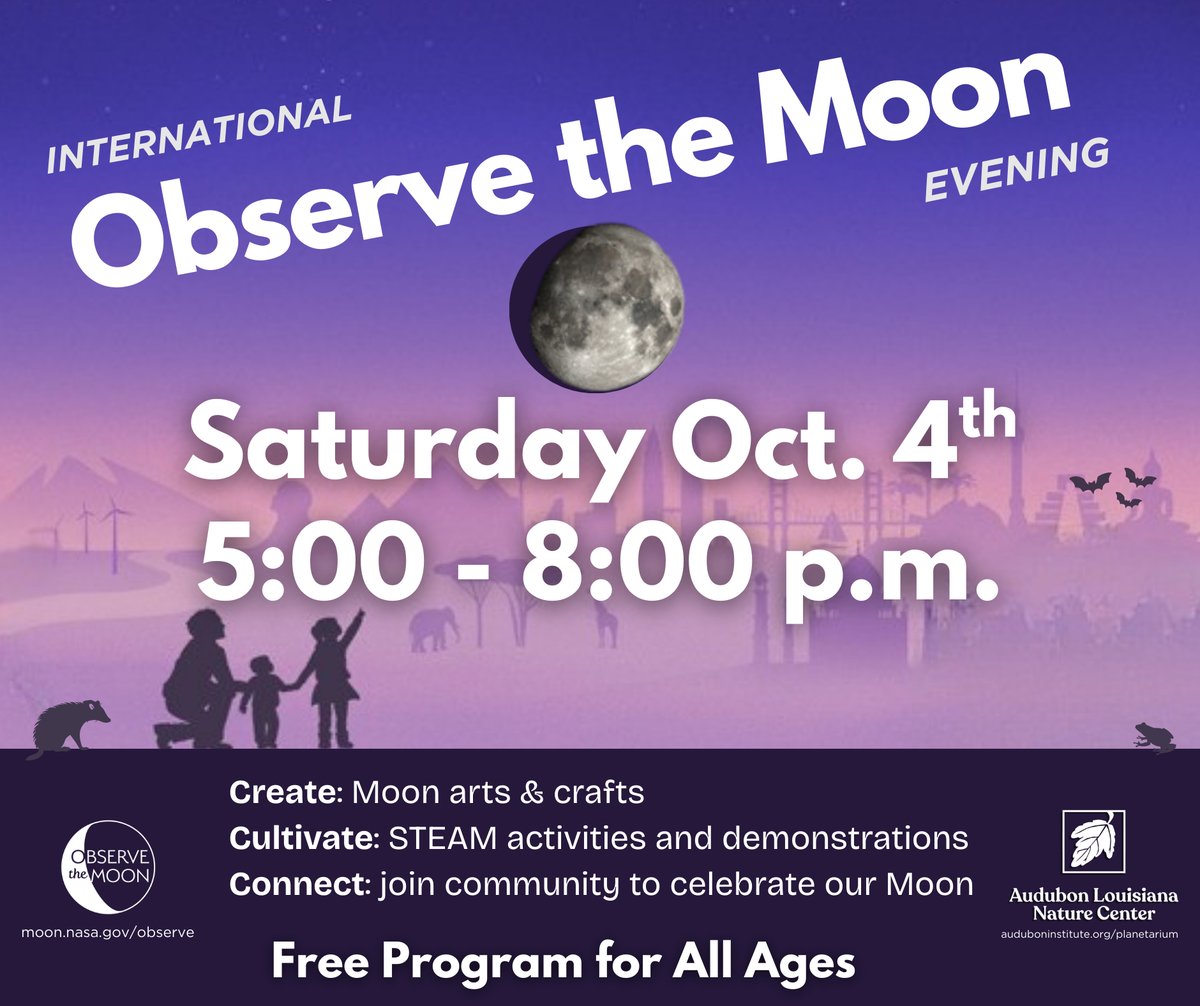 Mark your calendars! Join us on Saturday October 4th from 5:00 to 8:00 p.m. for our FREE, family-friendly International Observe the Moon Evening! 🔭 🌕

Learn more here: bit.ly/47Fs7uY