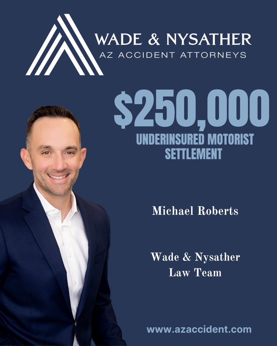 🚗💡 Many AZ drivers only carry minimum insurance. If they hit you and it’s not enough, UIM coverage can save you from huge bills.
✅ Covers extra medical/lost wages
✅ Peace of mind
Don’t risk it, check your coverage. 📞(602) 547-2222
 #UnderinsuredMotorist #WadeAndNysatheraz