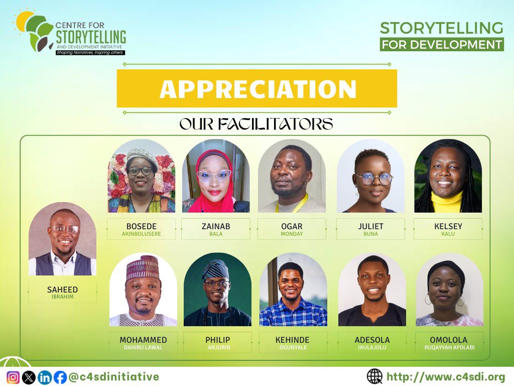 A HEARTFELT THANK YOU TO OUR EXCEPTIONAL FACILITATORS

We want to take a moment to express our deepest gratitude to each and every one of our incredible facilitators! Your dedication, expertise, and passion for empowering others are truly inspiring. 

#StorytellingforDevelopment