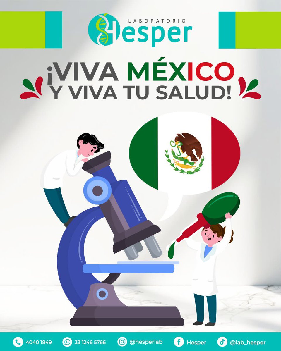 Hesperlab's tweet image. 🇲🇽 ¡Este 15 de septiembre, que se escuche fuerte… pero que también se celebre con salud! 

En 𝗟𝗮𝗯𝗼𝗿𝗮𝘁𝗼𝗿𝗶𝗼 𝗛𝗲𝘀𝗽𝗲𝗿, nos unimos al grito con responsabilidad y bienestar. 🎉 ¡𝐕𝐢𝐯𝐚 𝐌𝐞́𝐱𝐢𝐜𝐨, 𝐯𝐢𝐯𝐚 𝐭𝐮 𝐬𝐚𝐥𝐮𝐝 𝐲 𝐯𝐢𝐯𝐚 𝐜𝐚𝐝𝐚 𝐝𝐞𝐜𝐢𝐬𝐢𝐨́𝐧