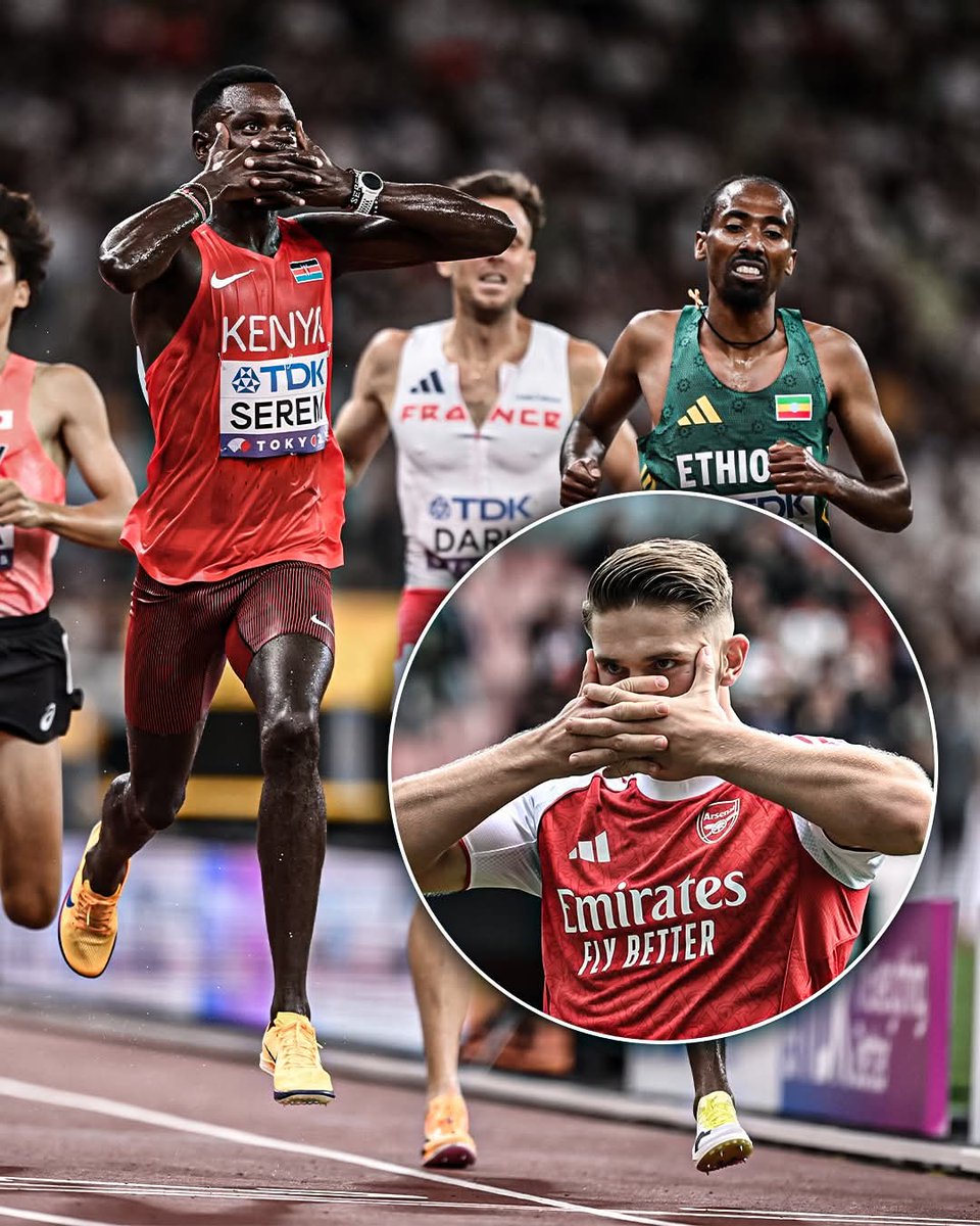 Kenya’s Edmund Serem hit Viktor Gyökeres’ celebration after winning his heat in the Men’s 3000m Steeplechase at the 2025 World Athletics Championships 😷

<a href="/espn/">ESPN</a>