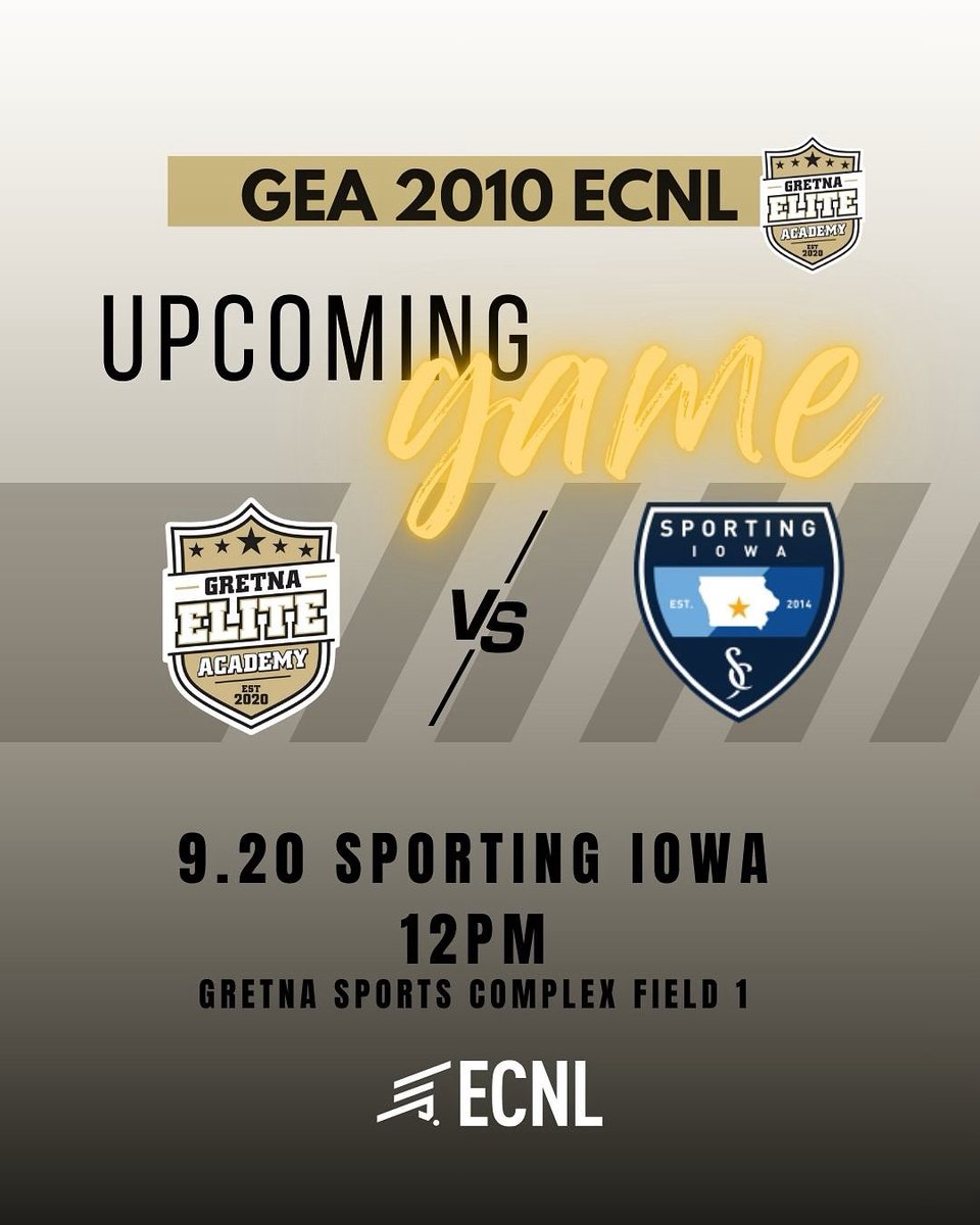 Working hard this week preparing to play Sporting Iowa! See you on Saturday at our home turf. 👏👏👏 #BeElite @gretnaeliteacademy @gea_ecnl