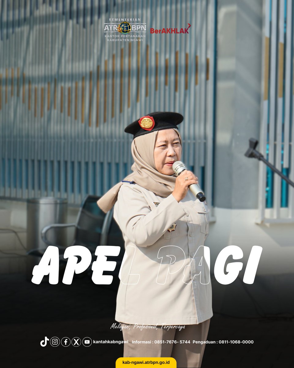 kantahkabngawi's tweet image. 🚩 Apel pagi rutin BPN Ngawi (16/9/2025) dipimpin Kasubbag TU baru, Ibu Nunuk Sugipatmintari, S.H. 👩‍💼

Fokus arahan:
✅ Selesaikan tunggakan layanan pertanahan
✅ Target WTAB 🏆
✅ Optimalkan penyerapan anggaran

Selengkapnya: kab-ngawi.atrbpn.go.id

#BPN #Ngawi #Pertanahan