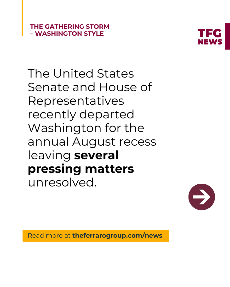 TheFerraroGroup's tweet photo. Tom Loranger, Principal at The Ferraro Group, breaks down what’s at stake this fall and why the road ahead in D.C. looks especially stormy. https://t.co/FnGI5DJfZD