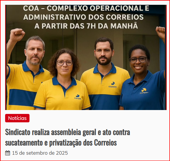 gps_sape's tweet photo. Sindicato realiza assembleia geral e ato contra sucateamento e privatização dos Correios https://t.co/hqfeAwx8tI