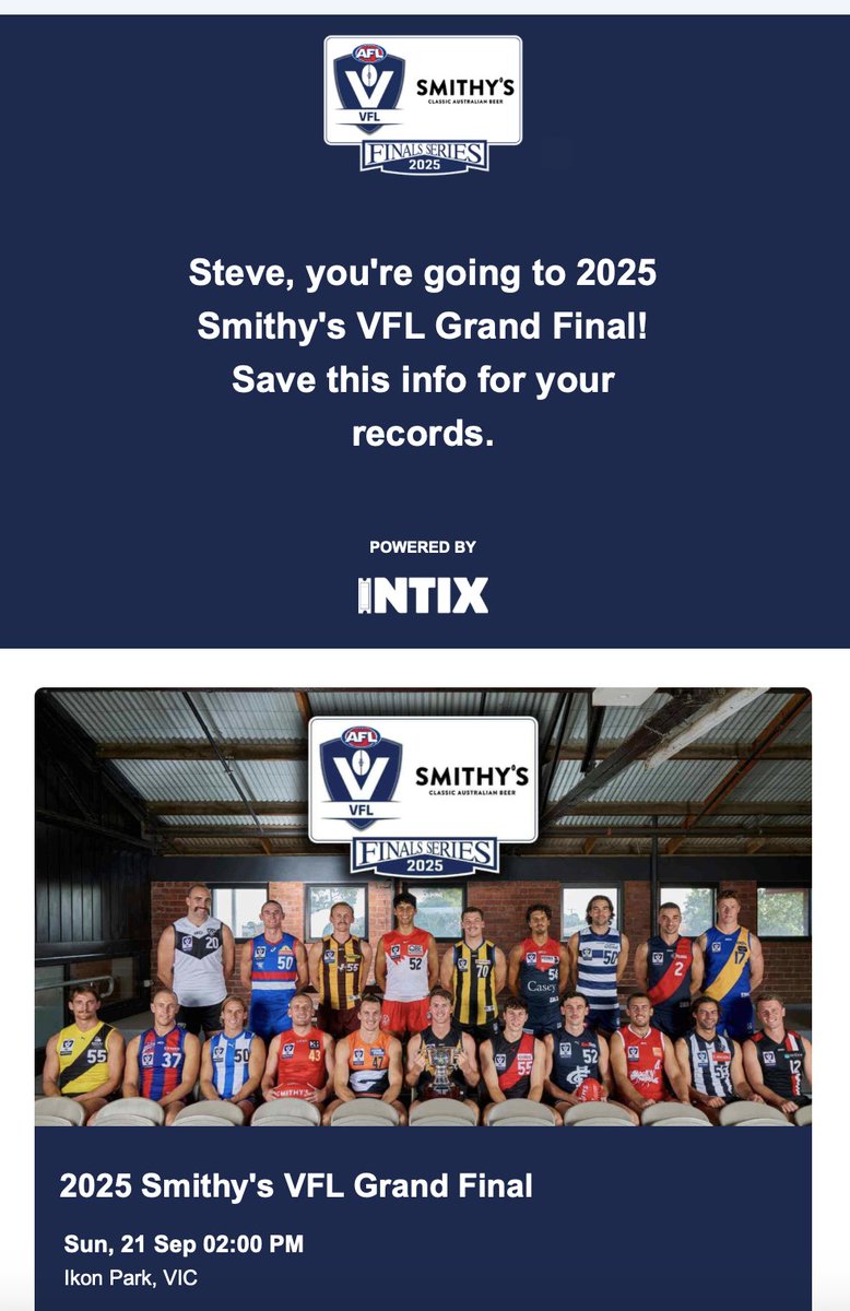 Got our tix for this Sunday's VFL big dance 🎫 🐶🏆 Lessgo <a href="/FootscrayVFL/">Footscray Bulldogs</a>!

Get yours 🔗 intix.com.au/event/2025-smi…

#bulldogsfriendly #business #meetup this Thursday 18 Sep from 3.30pm to watch the boys train - with <a href="/DifySocial/">Dify Social</a>'s <a href="/SteveHubba/">Steve Hubbard</a>