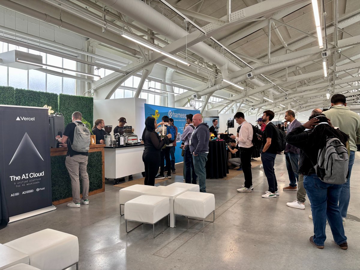 thecherylwolf's tweet photo. 3️⃣ AI is top of mind but noisy. Teams want stable infra to run playbooks while staying flexible with models and tools.

☕ Also, the Vercel coffee lounge was a hit — great lattes, even better convos. https://t.co/NomQzXeOZ2