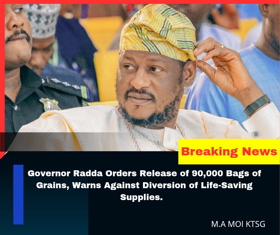 alyasaudaura's tweet photo. Governor @dikko_radda Orders Release of 90,000 Bags of Grains, Warns Against Diversion of Life-Saving Supplies . https://t.co/MF0ulUcdiO