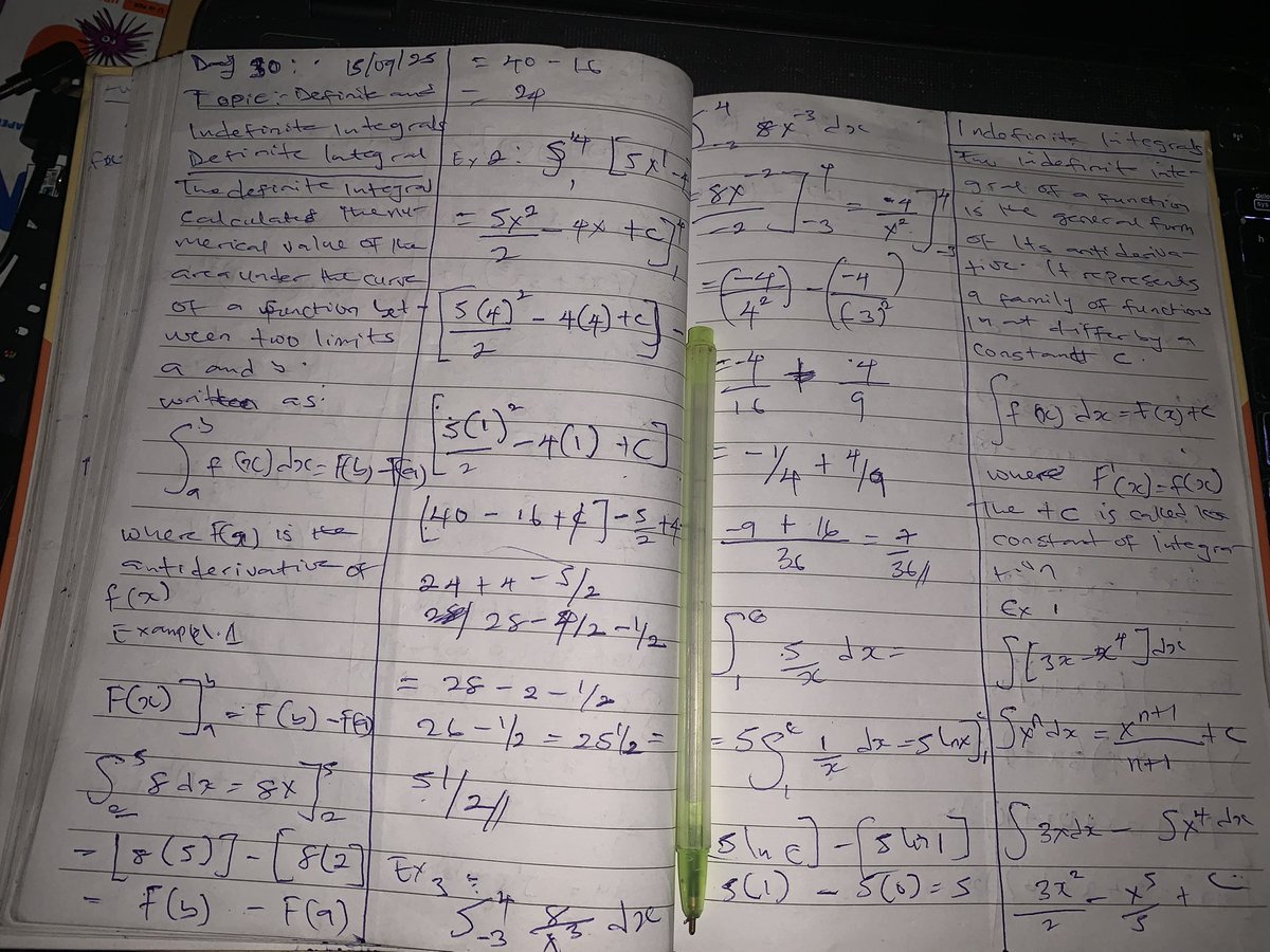 PromiseNwankw14's tweet photo. π Day 30: AI/ML Journey
πΉ Math β Definite & Indefinite Integrals (areas + antiderivatives)
πΉ Python (NumPy) β Indexing, slicing & boolean masking
Math builds theory, NumPy powers the hands-on side π
#AI #MachineLearning #Python #NumPy #Integration #MumInTech https://t.co/RAOJTBhu1e