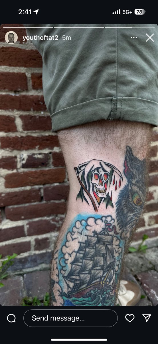 loganxward's tweet image. Rest Assured’s run with frenzy is over and I got a cool little grim reaper tat