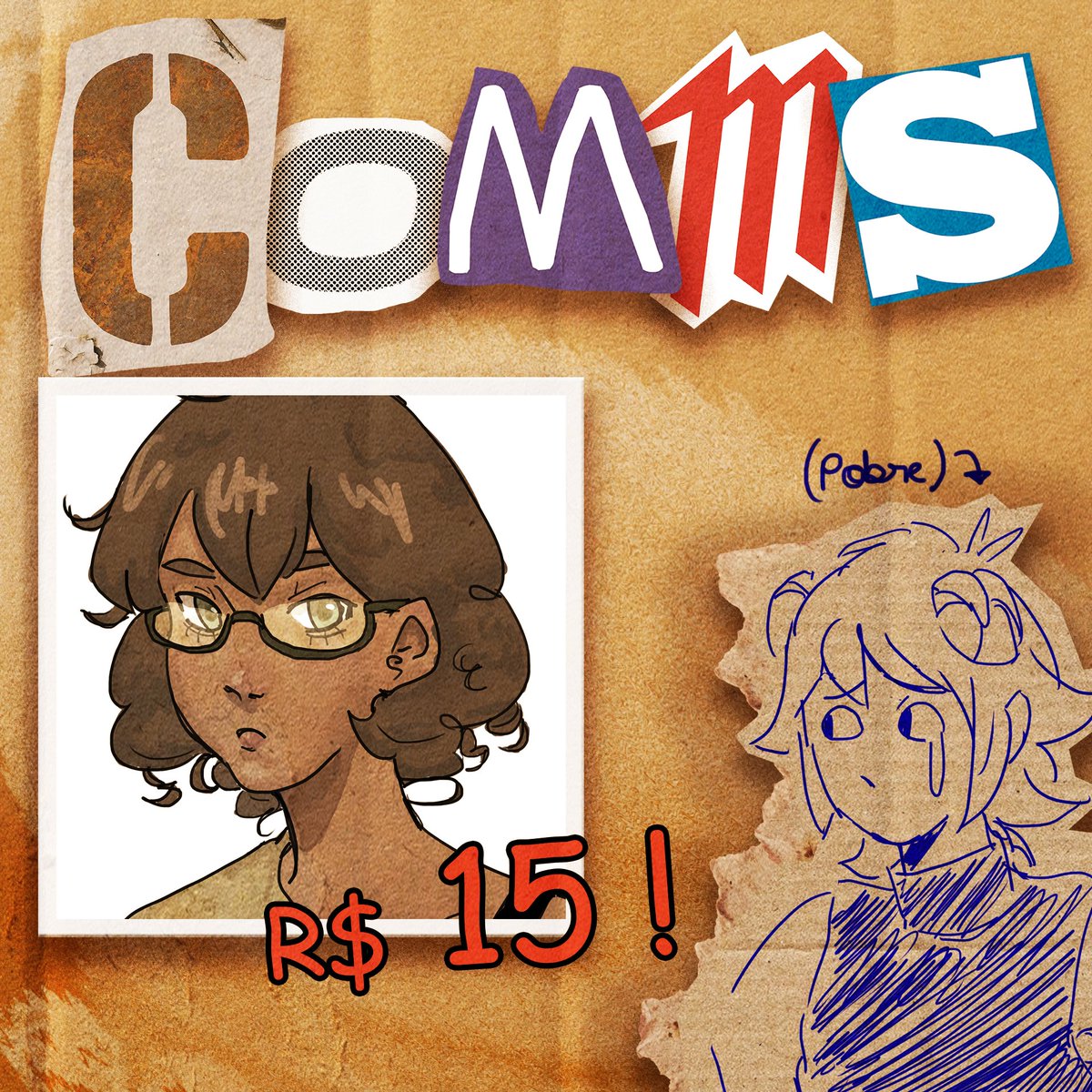 COMISSIONS OPEN! ! !!
decidi abrir comissões de icons por R$ 15,00 pq gastei com ifood e fiquei pobrekk (sou tão pobre que fiz tudo no papelão 😿) 
🔁 pra ajudar ai vei