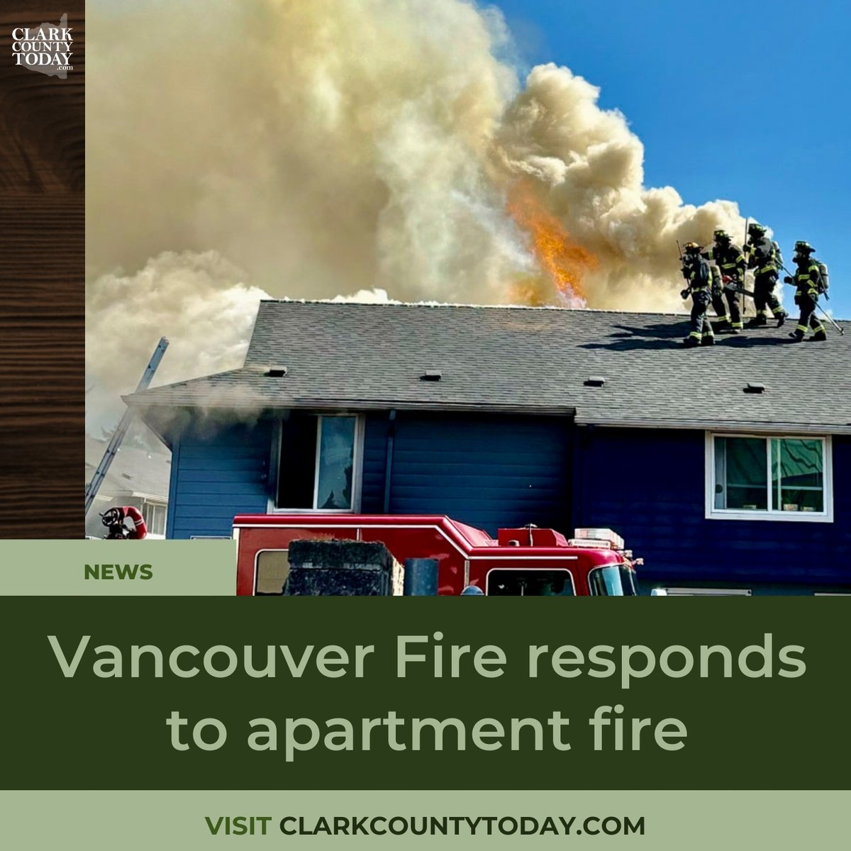NewsFromCCT's tweet image. Triplex fire on NE 53rd Street: heavy black smoke, first-floor fire into the attic, second alarm, seven displaced, one firefighter transported in stable condition; crews protected the other two units. clarkcountytoday.com/news/vancouver… #VancouverFire #ClarkCountyWA #FireInvestigation