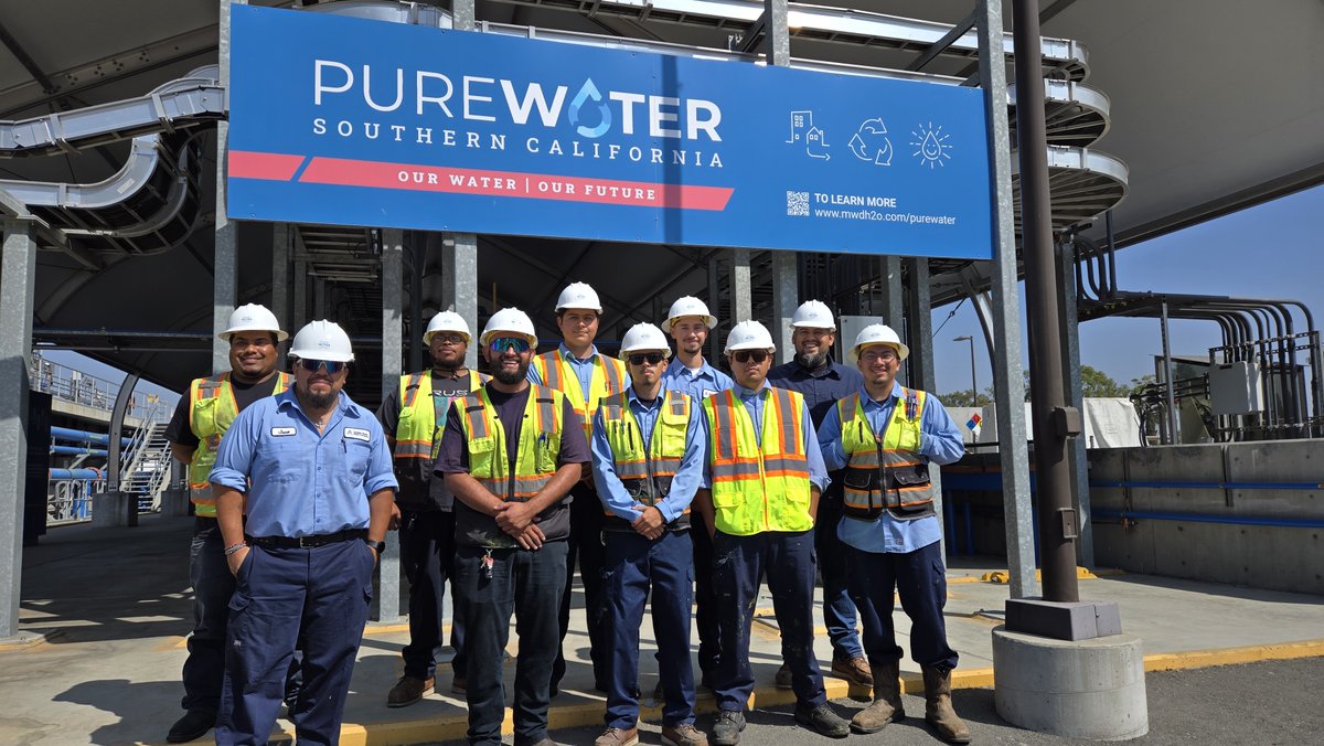 We welcomed <a href="/GoldenStateH2O/">Golden State Water</a> operators to the Grace F. Napolitano Pure Water Southern California Innovation Center today. Our demo facility produces 500,000 gallons of purified water daily, supporting regulatory efforts for the #PureWaterSoCal program. mwdh2o.com/purewater