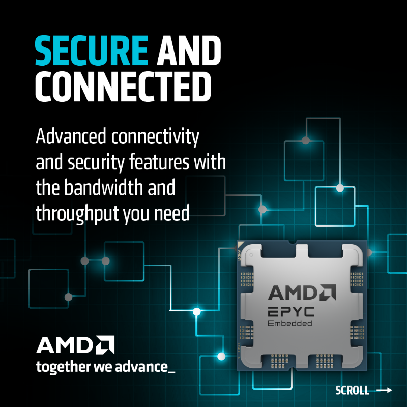 AMDembedded's tweet photo. AMD unveils the EPYC Embedded 4005 Series for low-latency edge computing. With up to 16 “Zen 5” cores, PCIe 5, DDR5, and 7 years availability, it delivers scalable performance, efficiency, security, and reliability for networking and industrial control. https://t.co/IeYWKGSGb6