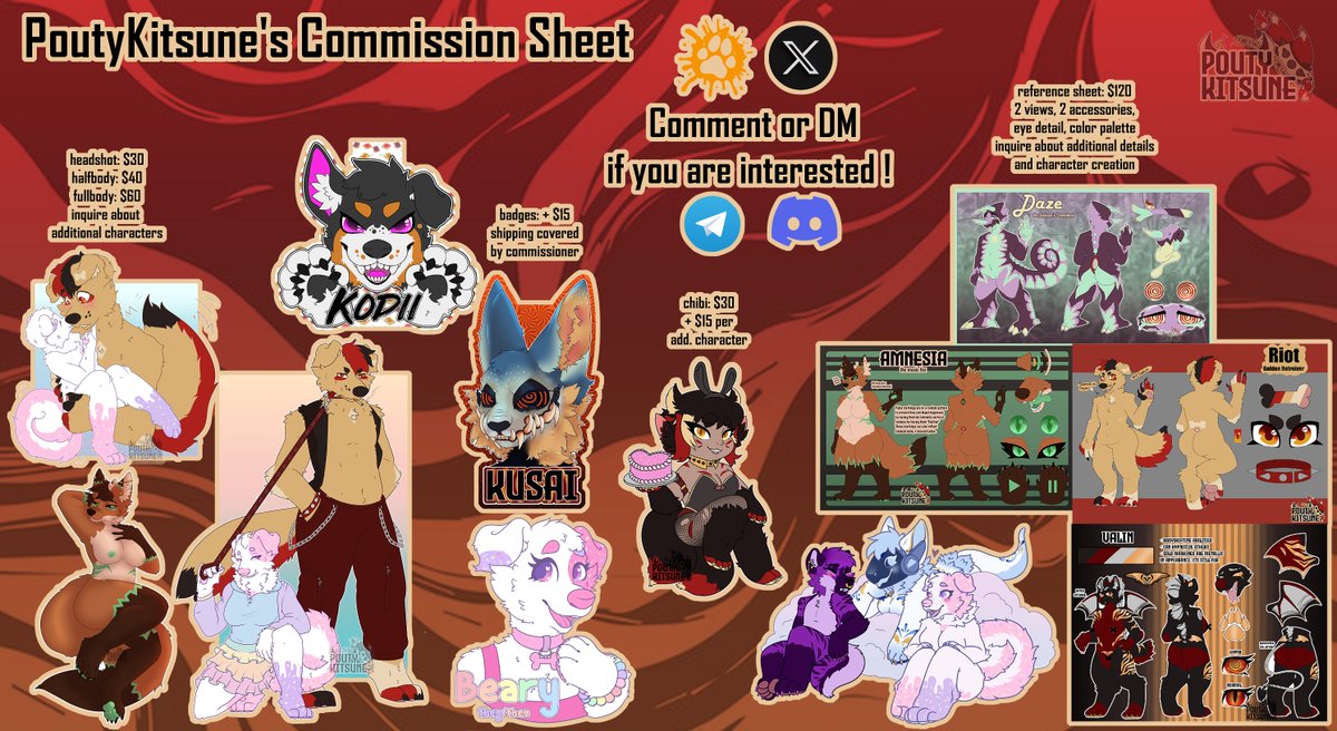 Hey everyone! I'm opening up c0mmiss0nx :3 
I am going to move very soon and want to make sure my wife and I are good to go. Comment below if you are interested! I will also be hosting a few YCHs over on fA.
Sharing is v much appreciated !
#art #furry #badge #chibi #vtuber