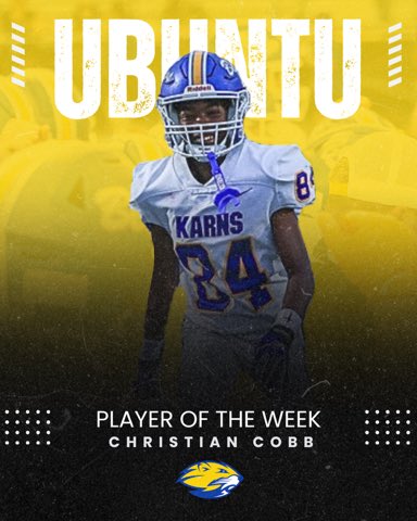 Shout out to our Ubuntu Player of the Week - Defensive Back, Christian Cobb!