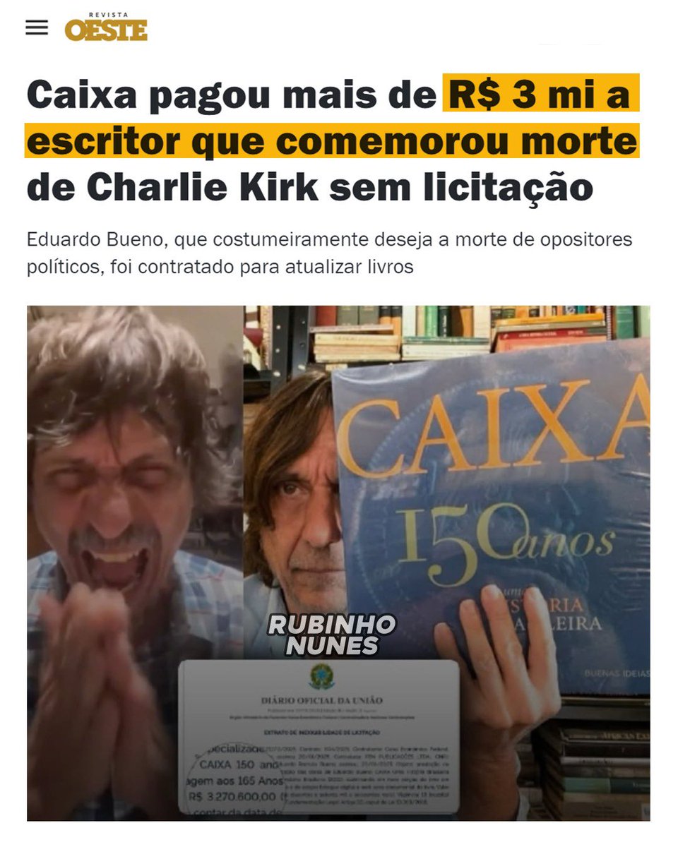 RubinhoNunes's tweet photo. Dinheiro público, sem licitação, direto pro bolso de escritor militante esquerdista.
Isso é GOVERNO LULA!

NÃO EXISTE PETISTA GRÁTIS! https://t.co/xPmUrN869w