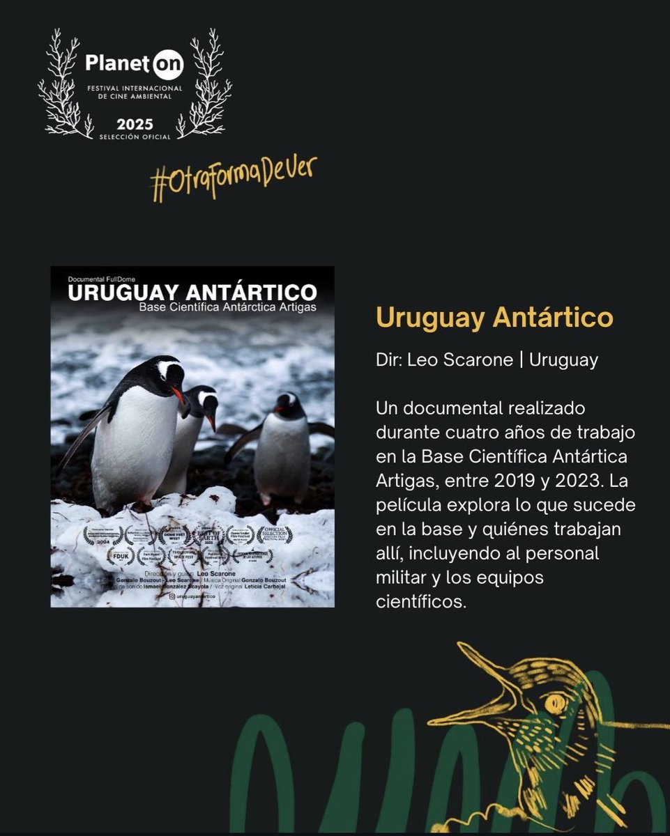 UruguayenCol's tweet photo. 🎬🇺🇾 Documental "Uruguay Antártico" se exhibirá en Festival de Cine @PlanetOnCol🇨🇴 2025.

❄️🐧 El primer documental uruguayo filmado con tecnología 360° podrá disfrutarse los días 20, 21, 27 y 28 de septiembre en Domo @MalokaBogota.

Detalles programación: https://t.co/I3EYkjuzjM https://t.co/EeB8pTZBr1