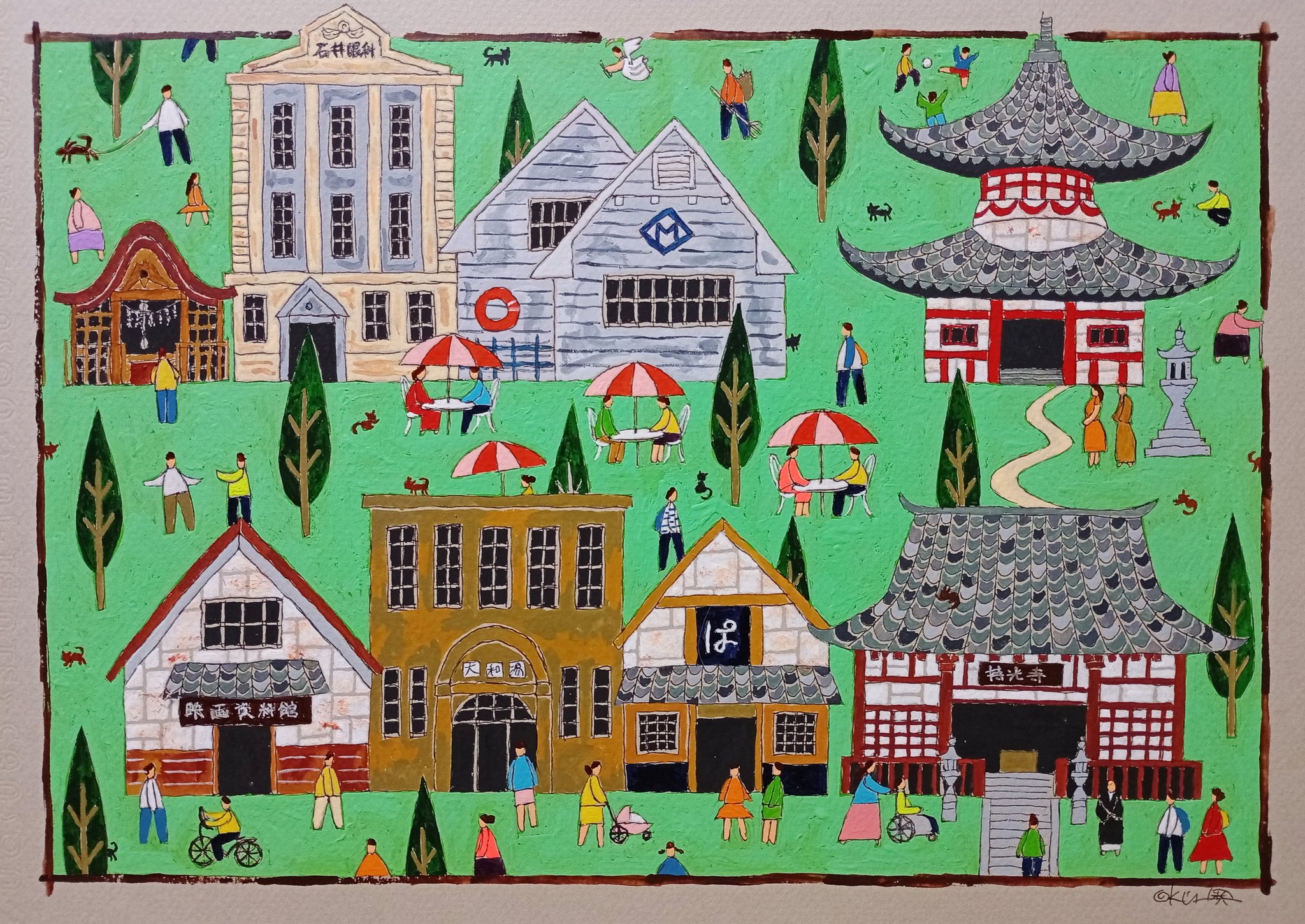 奥村ユズル　水彩画原画　アルプスの小さな教会 奥村ユズル 水彩画原画 アルプスの小さな教会