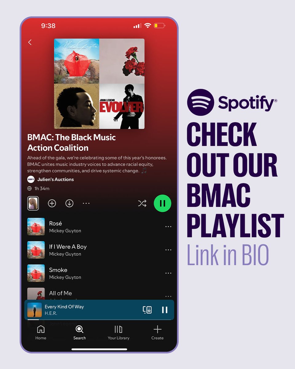 JuliensAuctions's tweet image. This #MusicMonday, we’re shining a spotlight on the artists and leaders being honored at the Black Music Action Coalition Gala on September 18. 

In celebration, dive into our curated @Spotify playlist, featuring this year’s honorees and members, to discover some of their