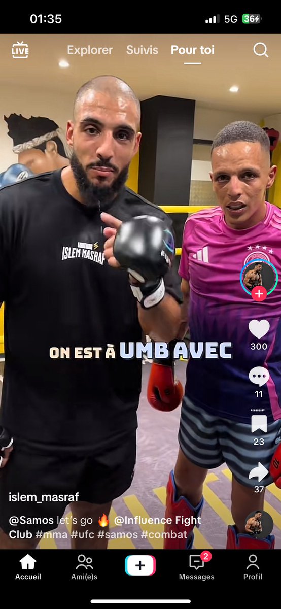 Pendant qu’en muay thaï t’avais Sami Sana et Youssef Boughanem qui faisaient 30 sparrings par jour pour s’améliorer ( presque 30 titres de champion du monde à eux 2 hein…), t’a Islam Masraf qui perd au Dwcs et qui décide de faire des sparrings contre Ali le Barbu et Samos mdrrr