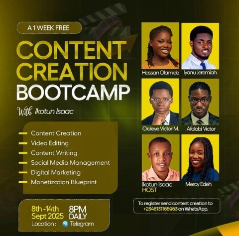 de30712's tweet photo. 1week free content creation bootcamp with Ikotun Issac, became a success. All glory be to God.

Through this Journey of Constitency, diligence, growth, development, and gain.

Coupled with a certificate and a participation in a 30 days content creating challenge.
Started today. https://t.co/UfshoHKWXy