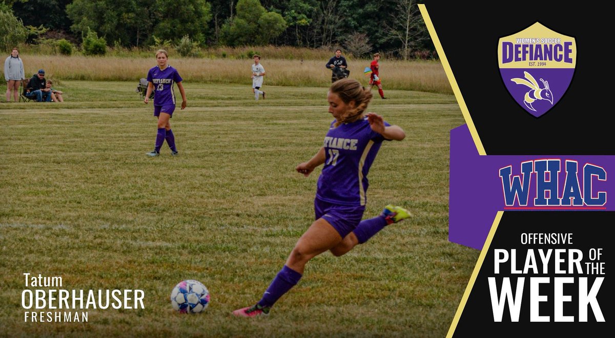 DC_WSOC's tweet image. 🚨 POTW ALERT! 🚨
Freshman forward Tatum Oberhauser earns WHAC Offensive Player of the Week after a big week in the attack! 🐝⚽️ 

#StingersUp #JacketFamily