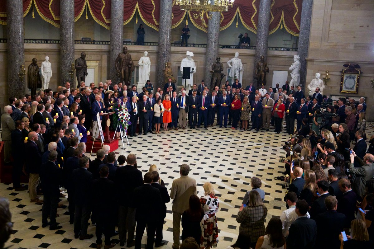 SteveScalise's tweet photo. Tonight I joined my colleagues in remembering the incredible life and legacy of Charlie Kirk. 

We will continue to honor Charlie by standing strong in our faith and never being intimidated into silence. 

God bless Charlie, his family, and his enduring legacy. https://t.co/IeLoT94Hkk