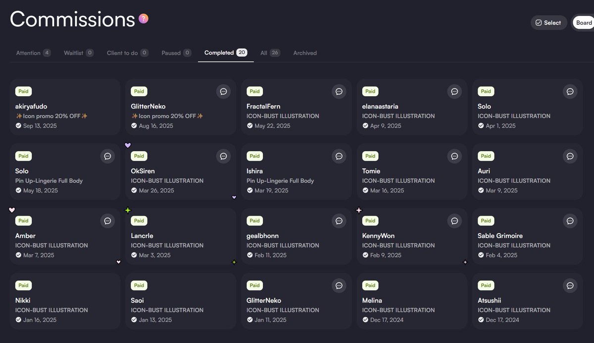 20 comms done on Vgen from 2024 to 2025 <3