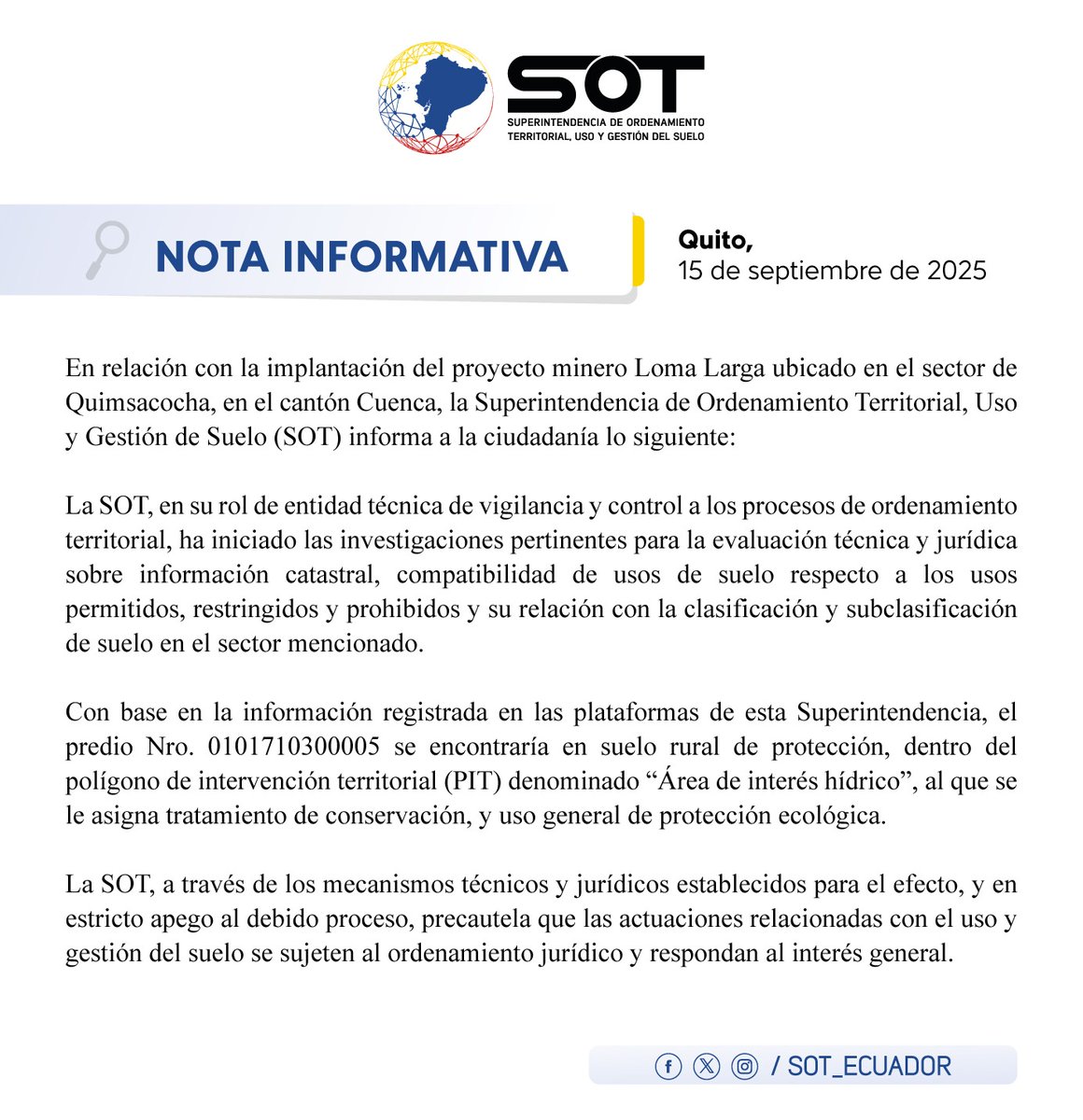 sot_ecuador's tweet photo. #SOTInforma https://t.co/E83OJM9NgZ