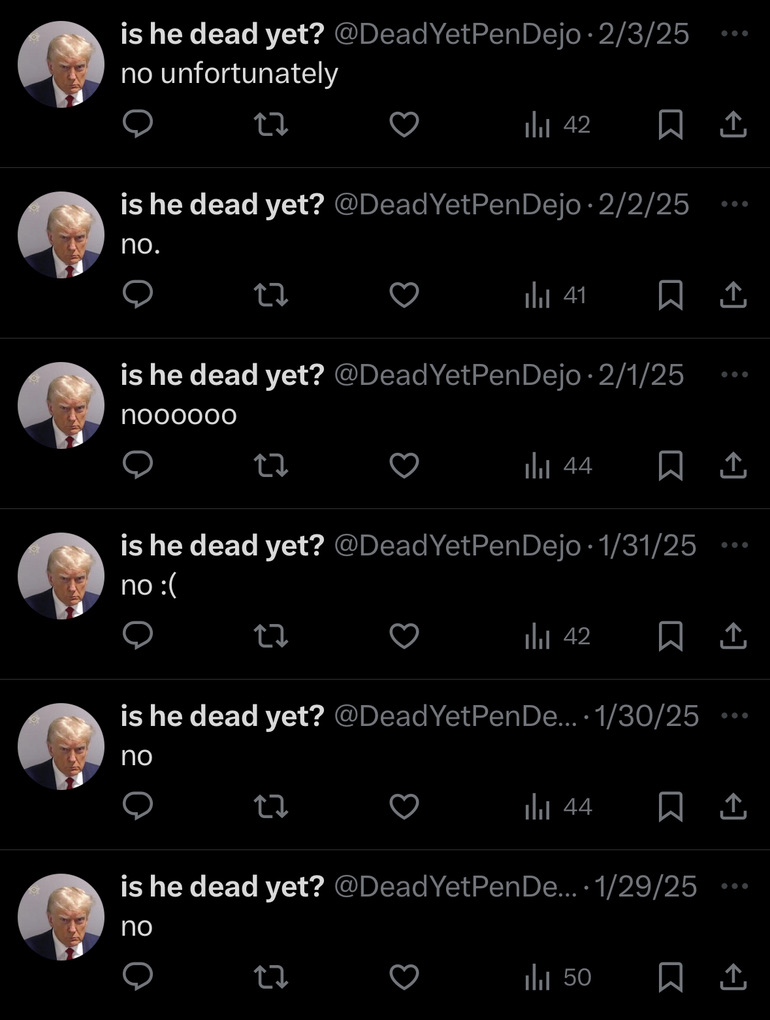 is he dead yet? tweet media