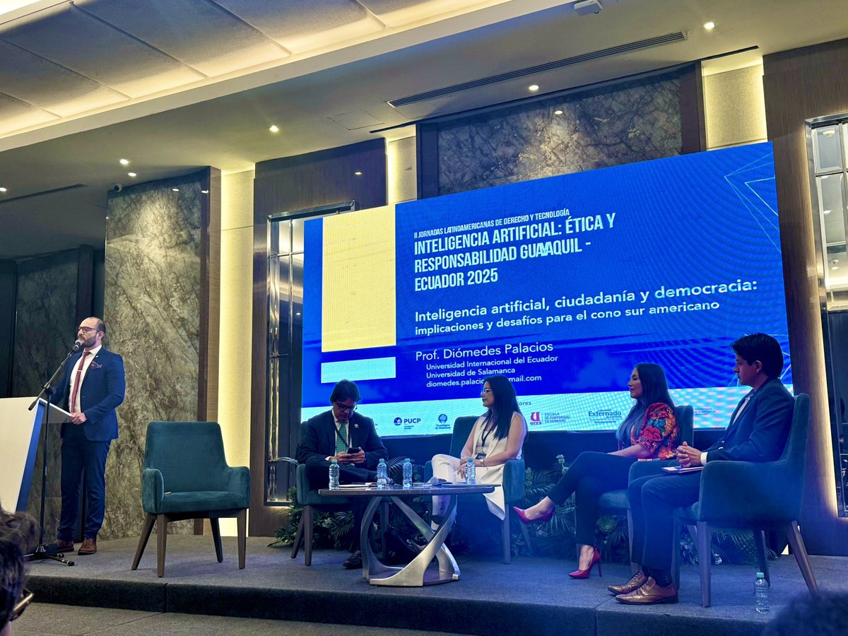 Diomedes_PM's tweet photo. Comparto con ustedes lo que fue mi participación en las II Jornadas Académicas Latinoamericanas de Derecho y Tecnología con la ponencia “Inteligencia artificial, ciudadanía y democracia: implicaciones y desafíos para el Cono Sur”.
@uees_ec @PostDerechoUEES #IALATAMUEES https://t.co/agGjRvV6DL