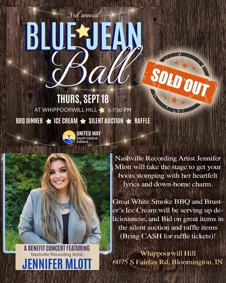 I am so excited! The United Way of South Central Indiana Blue Jean Ball is officially SOLD OUT!! Wow! I can’t wait till Thursday! See you all there!  #jennifermlottmusic