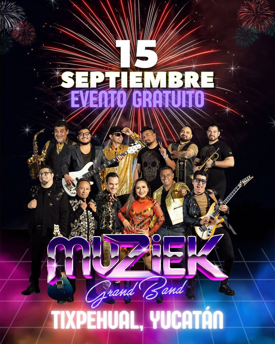Nos vemos hoy con #MusiekGrandBand para dar #elgrito en #Tixpehual #Yucatan !! #mexico #NocheDelGrito 🇲🇽🎉🎶