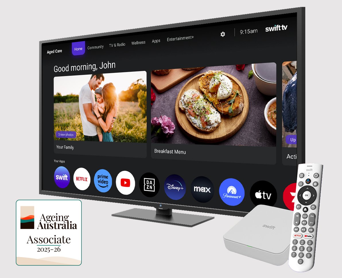 SwiftNetworksAu's tweet image. Last year’s research and mapping work shaped the new Swift UI/UX in preparation for new legislation with the Aged Care Act.
Now, Swift TV takes it further: new Google Certified hardware, faster installs, lower costs.
Discover Swift TV ap1.hubs.ly/y0fzhz0