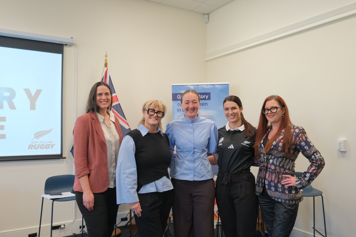 UKinNZ's tweet photo. What a day celebrating women &amp; girls in sport.  Powerful conversations on empowerment, confidence &amp; breaking barriers with inspiring panellists &amp; a vibrant room of young people, diplomats &amp; sports leaders. Thanks to all who made it an afternoon to remember! #RWC2025 #GreatSport https://t.co/wjTr9Y9c5j