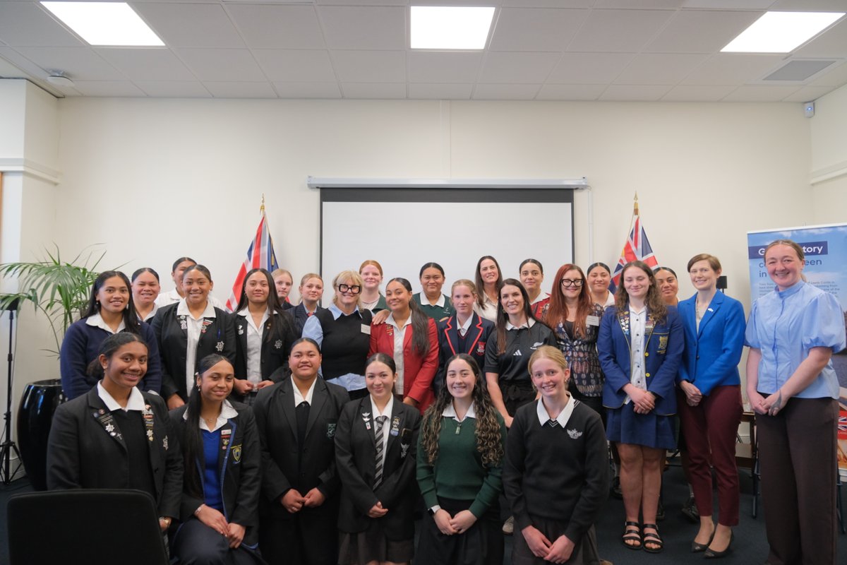UKinNZ's tweet photo. What a day celebrating women &amp; girls in sport.  Powerful conversations on empowerment, confidence &amp; breaking barriers with inspiring panellists &amp; a vibrant room of young people, diplomats &amp; sports leaders. Thanks to all who made it an afternoon to remember! #RWC2025 #GreatSport https://t.co/wjTr9Y9c5j