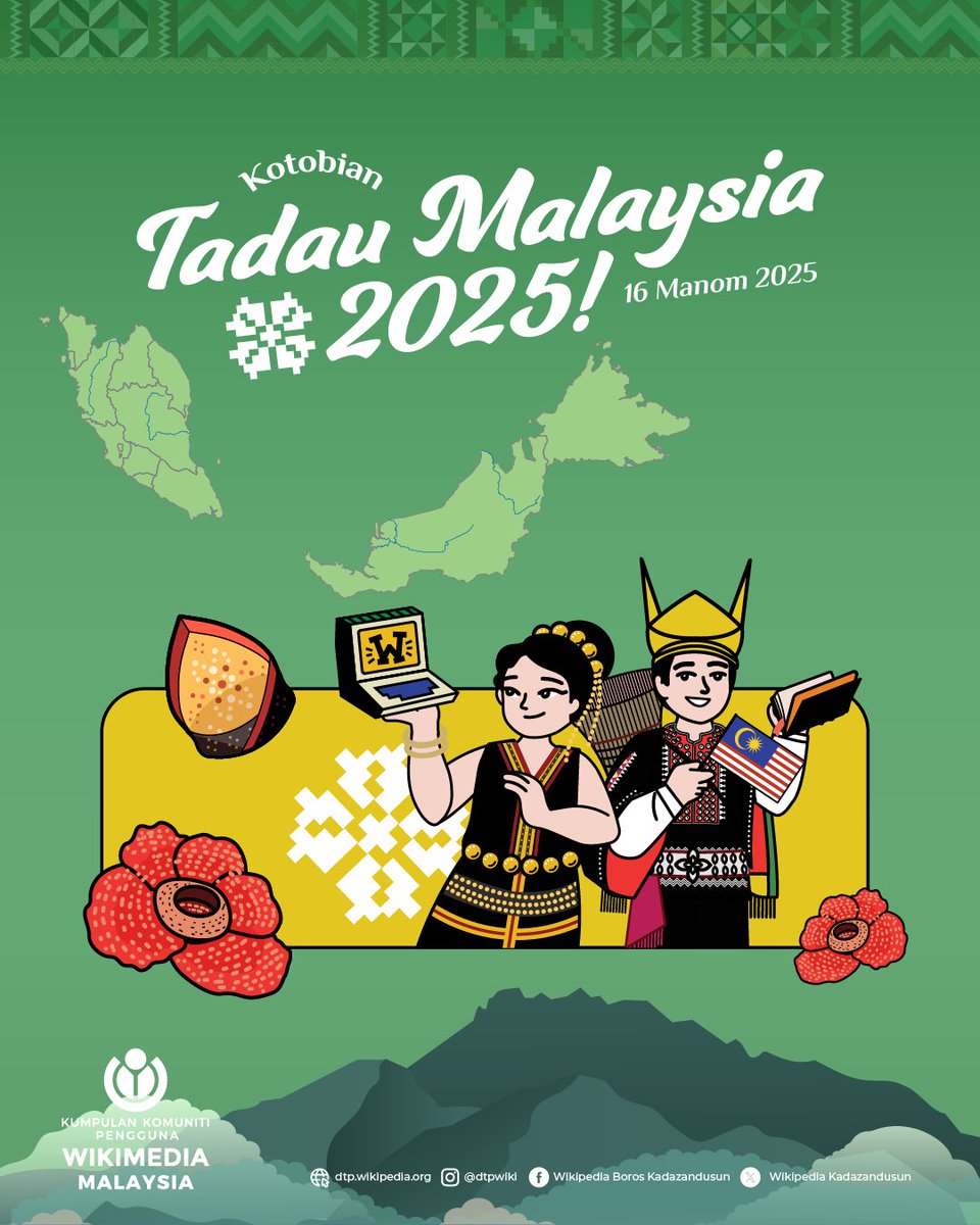 Kotobian Tadau Malaysia🇲🇾

Pogiroto' tokou pisompuruan om piuludan montok pogun koupusan🤝🏻
Oondos oku nosiliu tanak Malaysia❤️🤍💙💛

w.wiki/B8x5

#tadaumalaysia 
#wikipediaboroskadazandusun