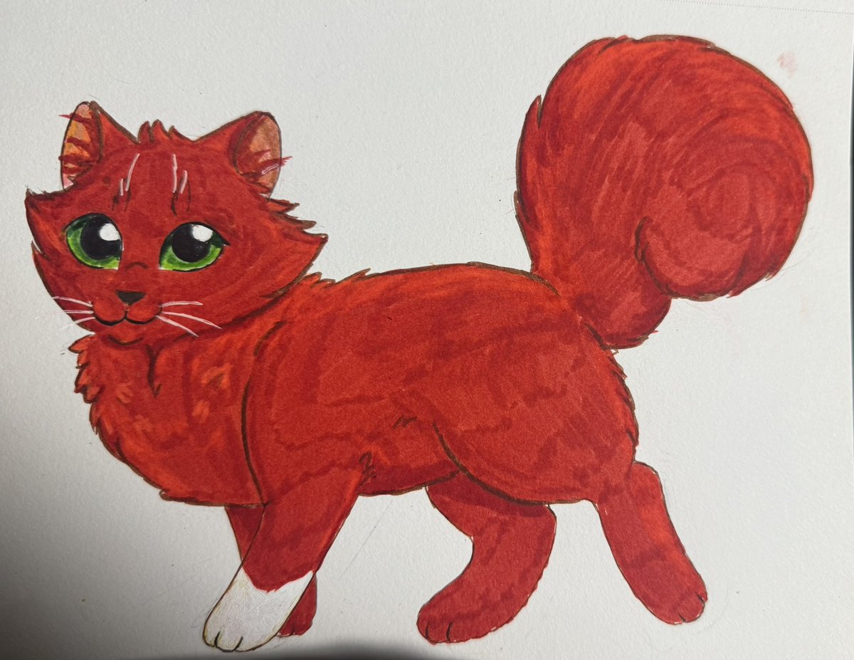 PrinceRi0t's tweet photo. I got some new markers and was going to do a whole scene with them but they unfortunately donโt act the way I expected so thereโs a bit of a learning curve (which is fine!) so please take a not in my usual style squirrelflight instead #wc #warriorcats #squirrelflight #squilf https://t.co/bluJ1WdUvn
