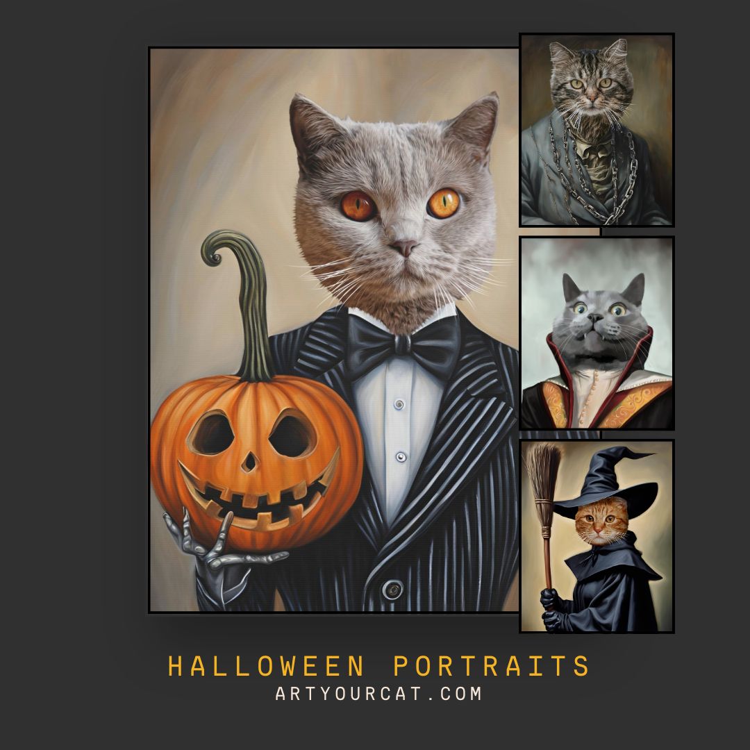 ArtYourCat's tweet image. 🎃 Celebrate Halloween with our whimsical cat portraits! 🐾 Get your furry friend in the spirit! artyourcat.short.gy/u8mw5W #HalloweenCats #ArtYourCat