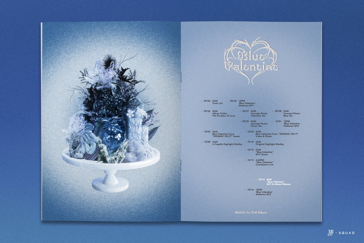 Kpop_Herald's tweet photo. .@NMIXX_official dropped the promo schedule for its first LP "Blue Valentine," releasing on Oct. 13 at 6PM KST. Starting Sept. 24, #NSWERs can check out the tracklist, webtoon episode, album trailer, concept photos and more, with the highlight medley and a acapella version on Oct. 8 and the MV teaser on Oct. 12. Don’t miss the group’s countdown live on Oct. 13 at 4:40 PM KST!
#NMIXX #BlueValentine #NMIXX_BlueValentine #NMIXX_Comeback #NMIXX_Blue_Valentine