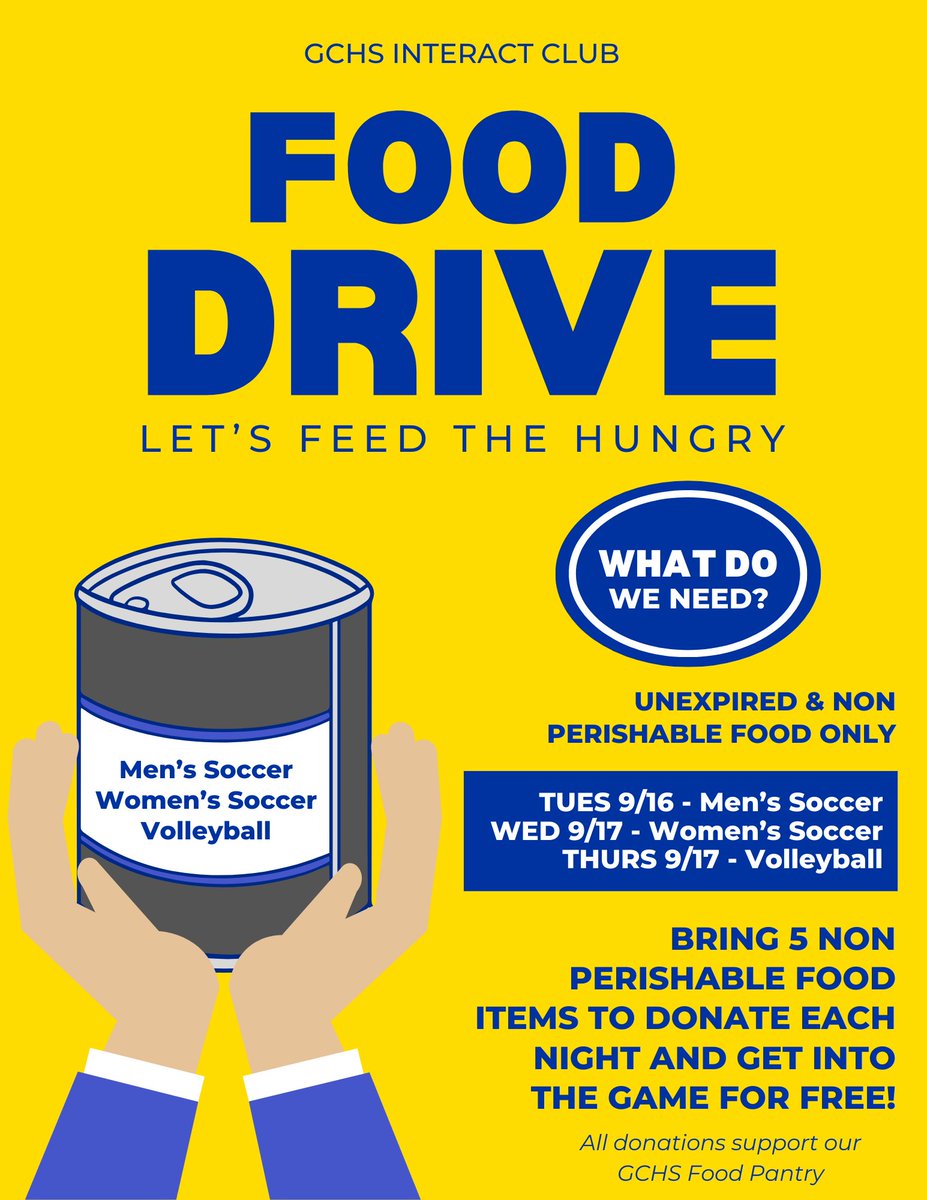 GC_Interact's tweet photo. Help out our food drive and support our Cougar athletes! https://t.co/JOryyF5ORz